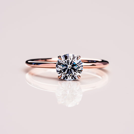 1.6 CT Round Hidden Halo Moissanite Engagement Ring