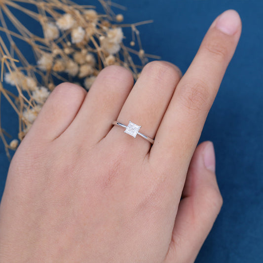 0.64 CT Princess Solitaire Lab Grown Diamond Engagement Ring